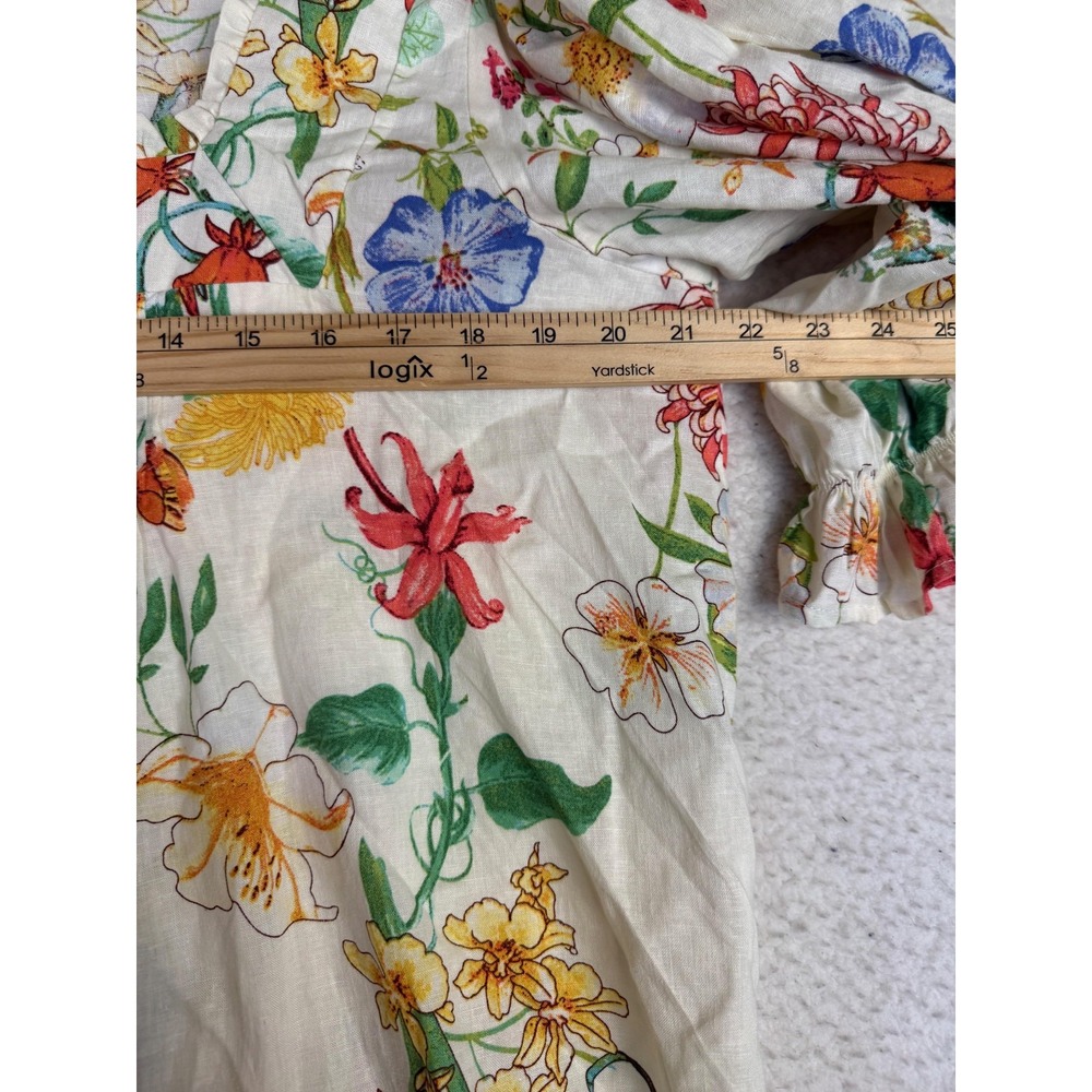Laura Ashley Blouse Womens XL Floral Linen Lace Balloon Sleeve Cottagecore - Picture 6 of 7
